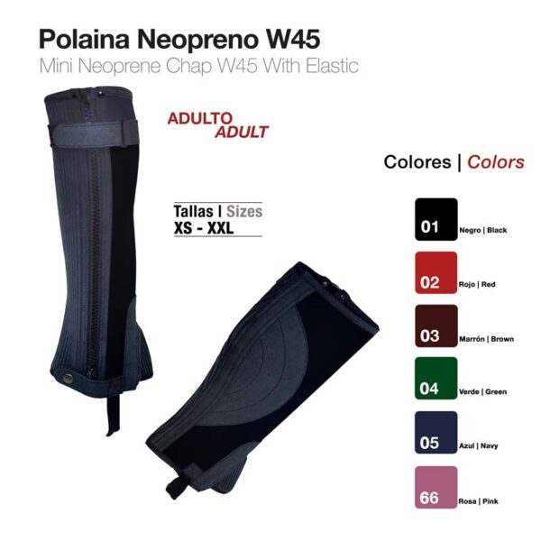 Polaina neopreno adulto café o negro ZALDI