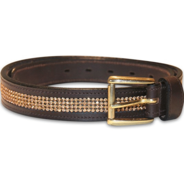 Cinturón cuero swarovski café HFI
