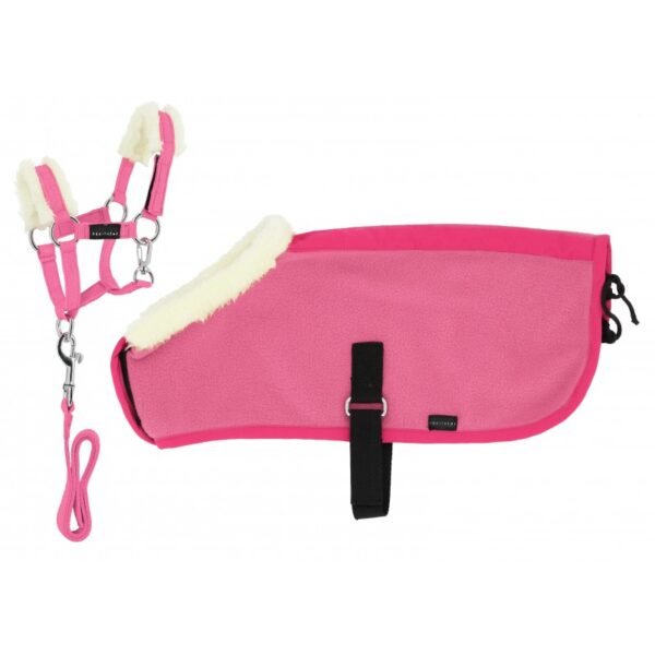 Set rosa mini jáquima + capa pony academy EQUITHEME