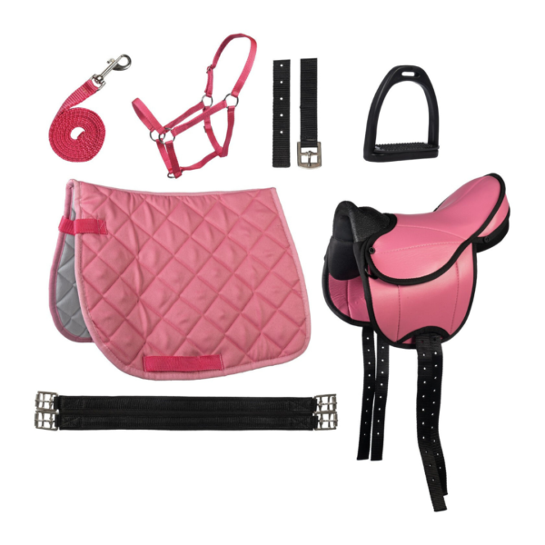 Set montura pony shetland lucy rosado HKM